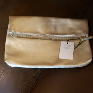 Gold Minimalist Clutch with Wristlet